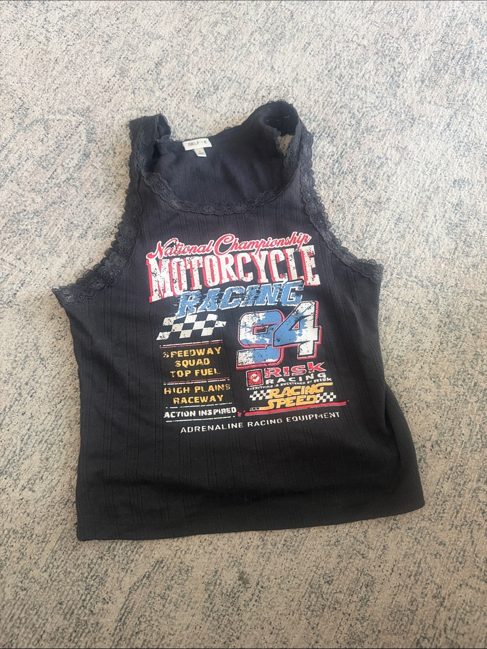 Sleeveless Motorcycle Racing Graphic Tank Top - Black